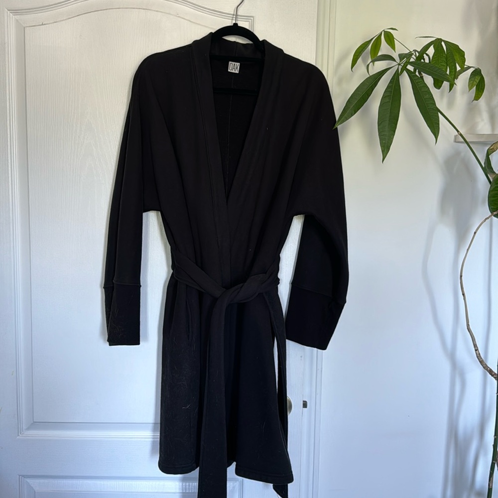 OAK NYC brand robe jacket with attached belt and pockets